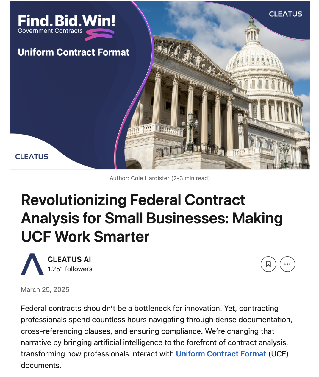 Revolutionizing Federal Contract Analysis for Small Businesses: Making UCF Work Smarter